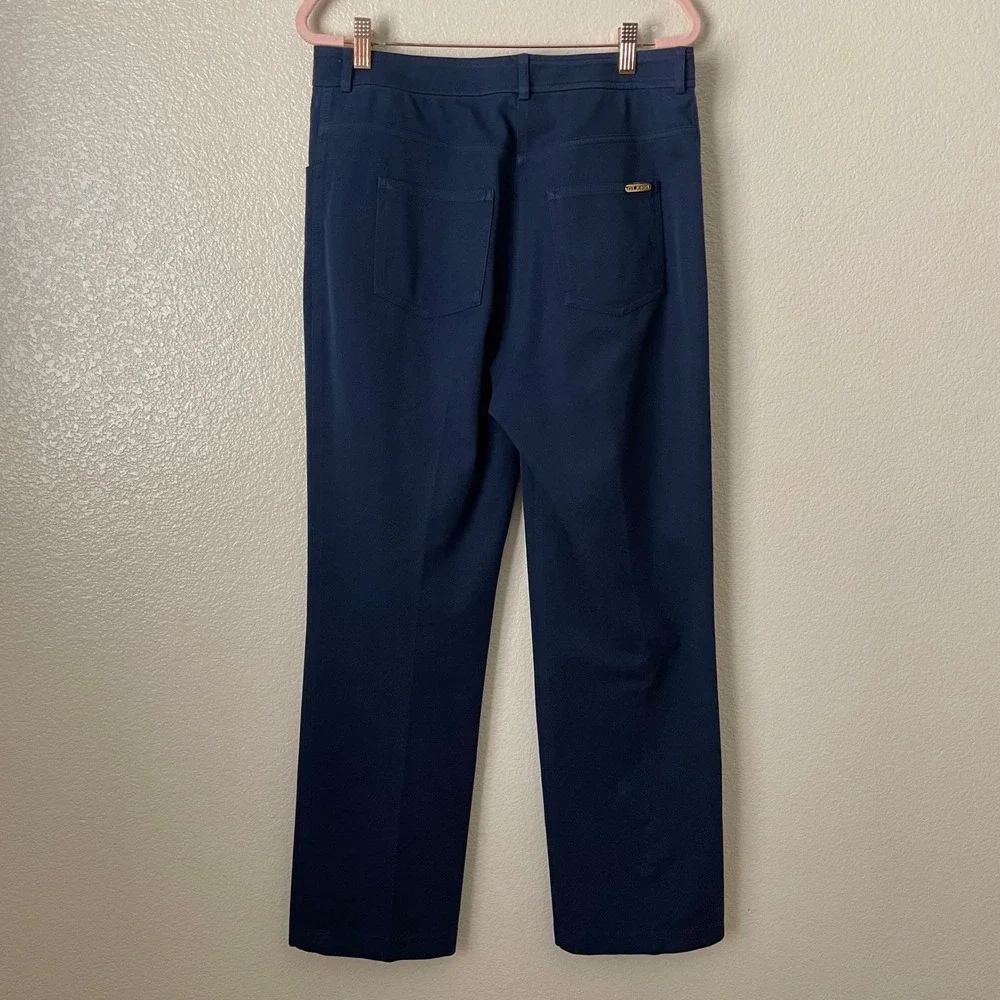 St John Sport Pants Womens Size 8 Navy Blue Straight Leg Quiet Luxury Minimalist